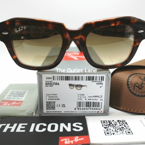 Model Display Ray-Ban State Street Gradient Brown RB2186 Tortoise - Picture 2 of 16